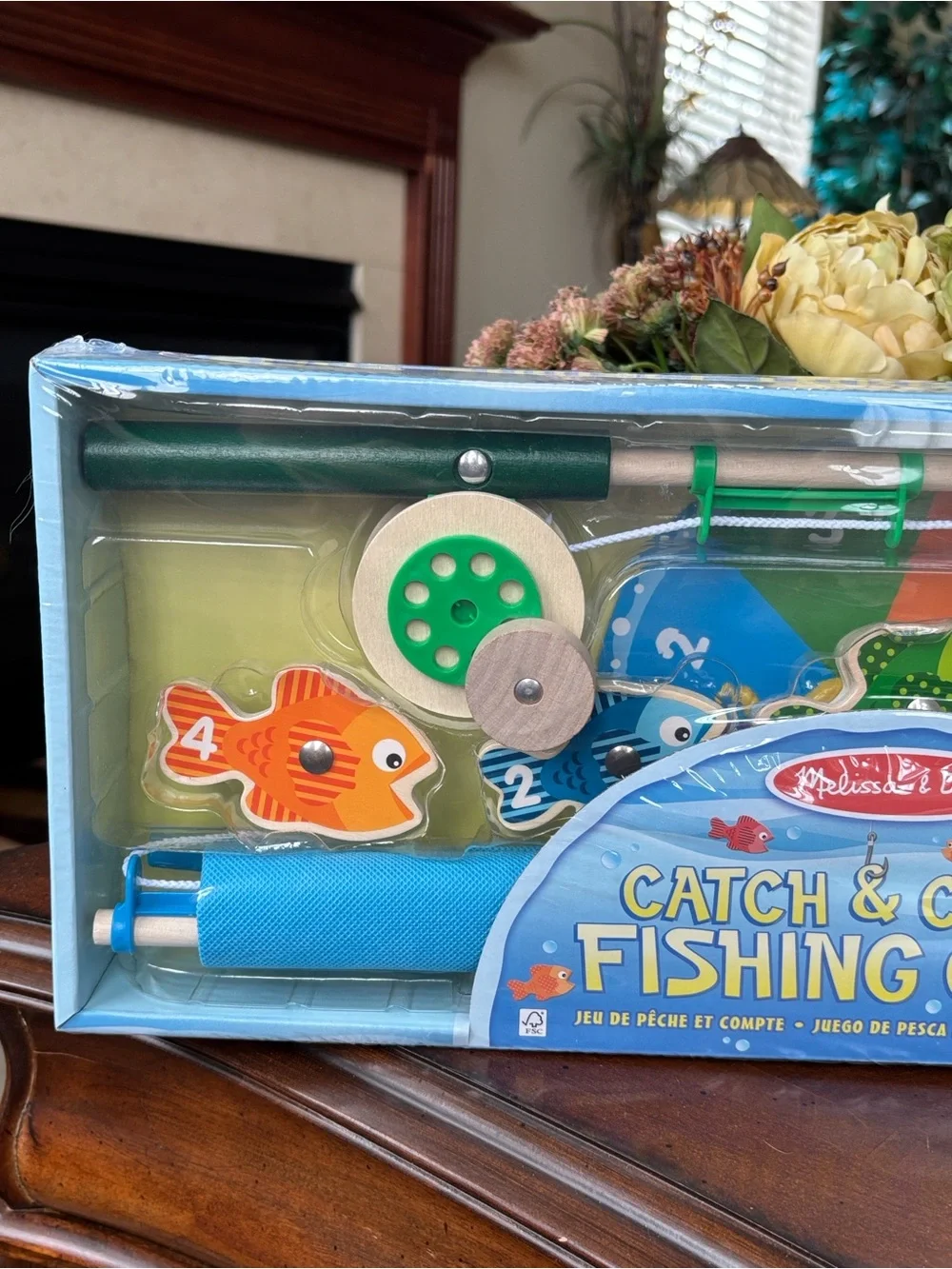 Melissa & Doug Catch & Count Wooden Fishing Game 2 Magnetic Toy Rods Learning